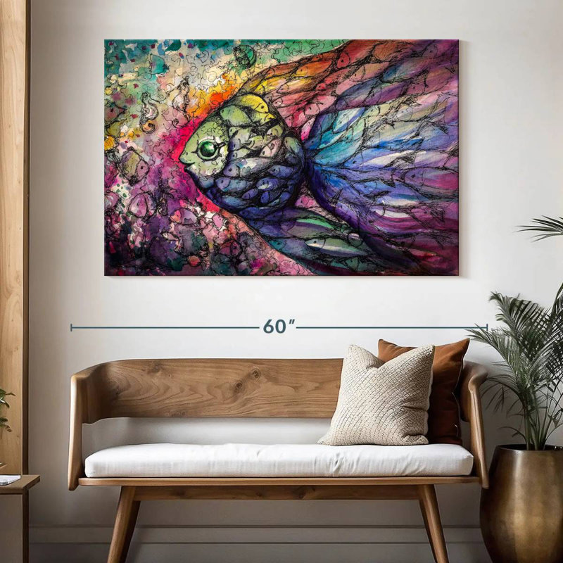 Brampt Abstract Rainbow Fish, 34'' H x 51'' W