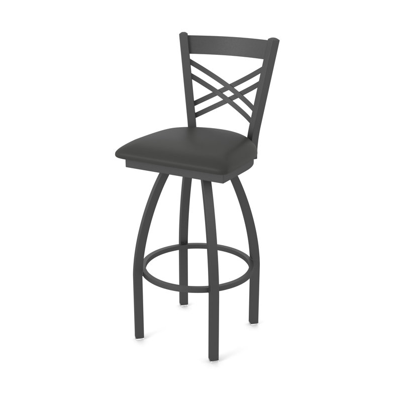 820 Catalina Swivel Stool, Pewter, Vinyl-Canter Iron, Bar Stool (30" Seat Height)