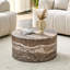Table basse cylindrique à motif pierre de grotte l 23,6 po x H 11,8 po de hauteur, mobilier en bois aggloméré-1738548408