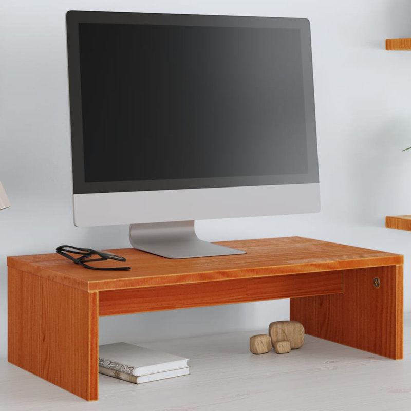 Irayda Wood Monitor Stand, Wax Brown