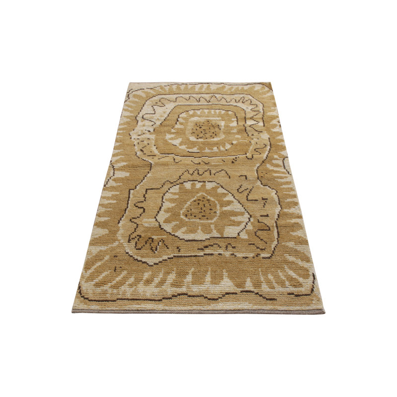 Scandinavian Hand Knotted Wool Geometric Area Rug, Rectangle 5' x 8'