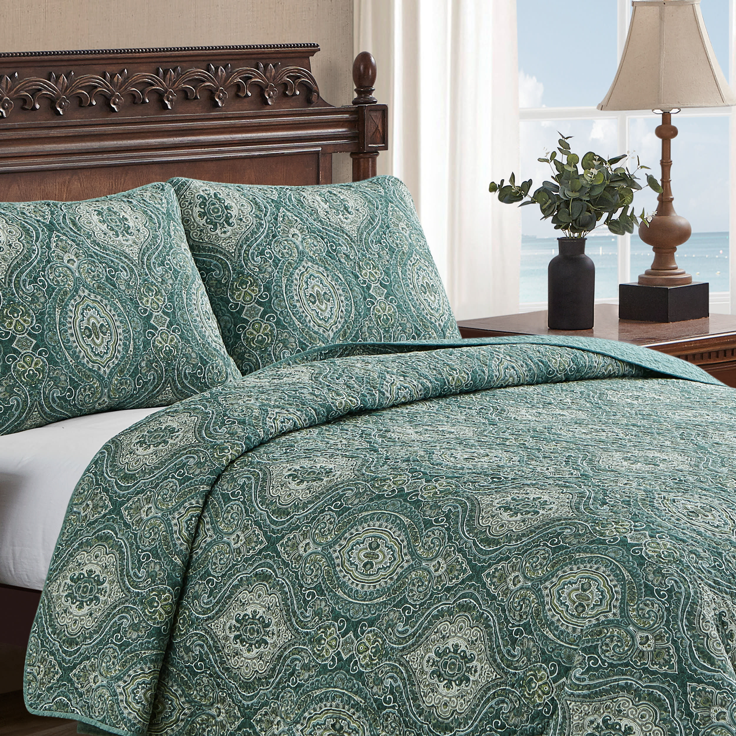 Tommy Bahama Home Tommy Bahama Turtle Cove Green Cotton Reversible ...