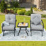 Ensemble berçant d'extérieur 3 pièces avec chaises rembourrées et table d'appoint