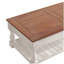 Table basse à plateau relevable rétro avec compartiment caché et tablette inférieure, fini espresso et blanc vieilli pour le salon-1164871650