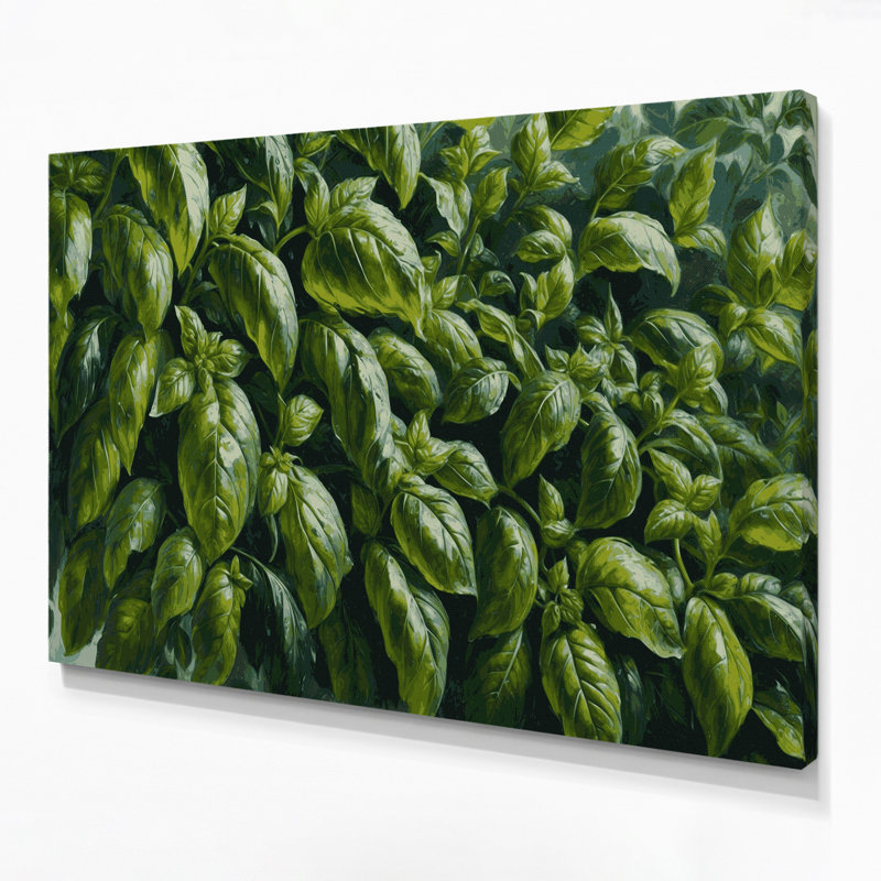 Art mural sur toile botanique vert basilic, H 11 po x l 14 po