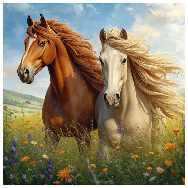Two Horses In Meadow Comforter, Twin