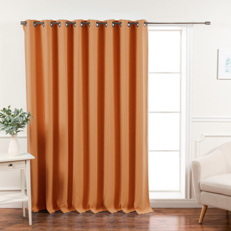 Scarsdale Solid Blackout Thermal Grommet Single Curtain Panel, 100" W x 96" L, Orange
