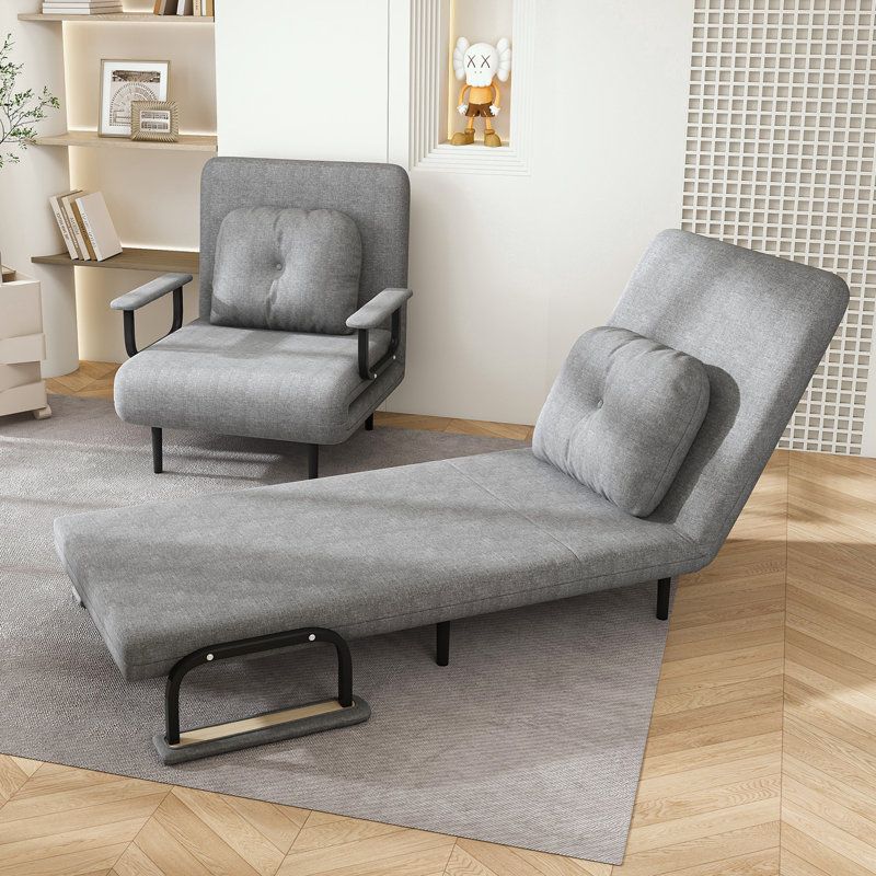 Chaise longue avec dossier réglable et coussin, Gris, Noir