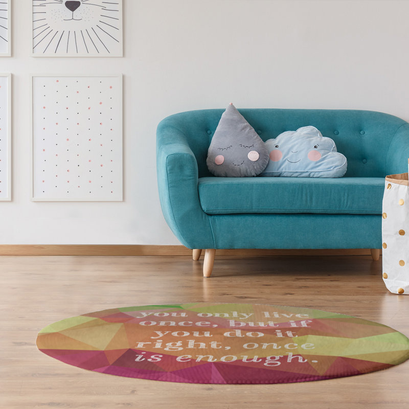 Faux gemme que vous ne vivrez qu’une fois tapis de poly-chenille, Rond 5 pi