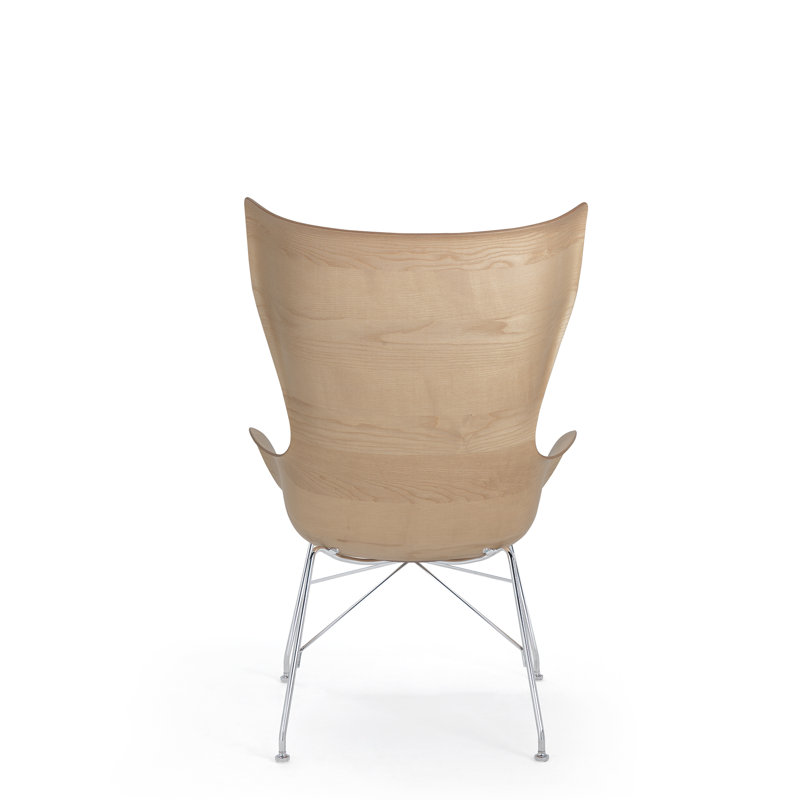 K/Wood Lounge Chair, Light Wood/Chome