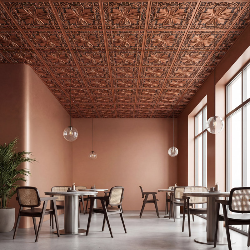 Pavillon de jardin Milan x 2 pi Tuile de plafond à poser ou à coller, Cuivre vieilli
