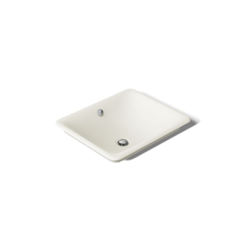 Lavabo de salle de bain vasque rectangulaire en métal avec trop-plein Iron Plains, Biscuit