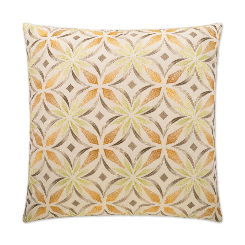 Kaleidoscope Floral Throw Pillow, Brown/Green, Square 24"