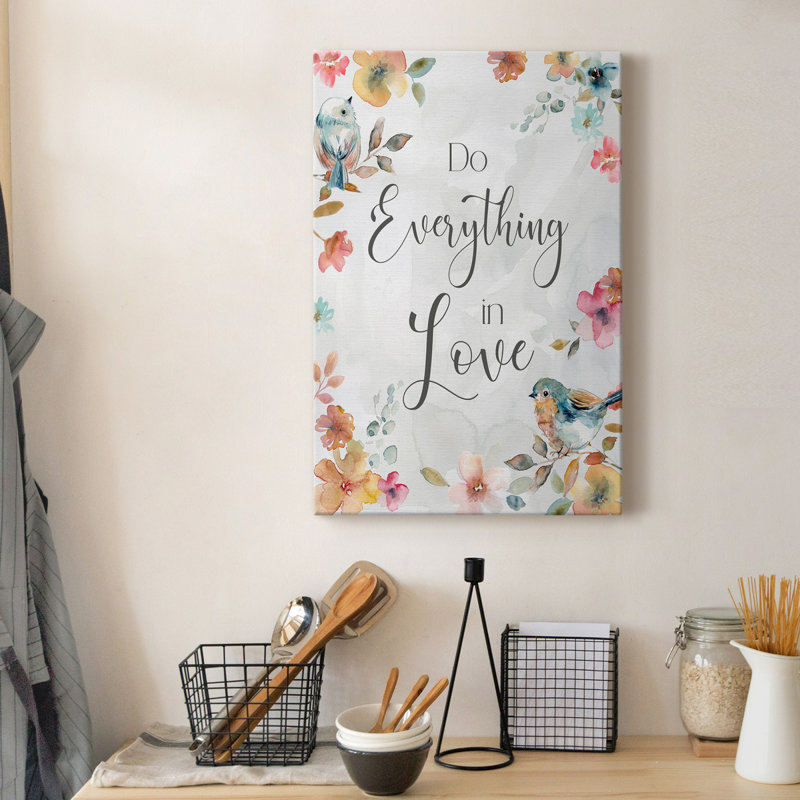 «Spring Bird Love», reproduction d'art sur toile tendue, H 27 po x l 18 po x P 1 po