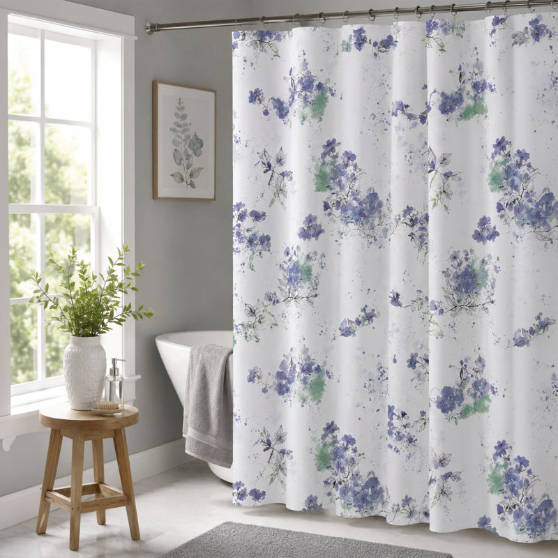 Bouquet White Floral Shower Curtain