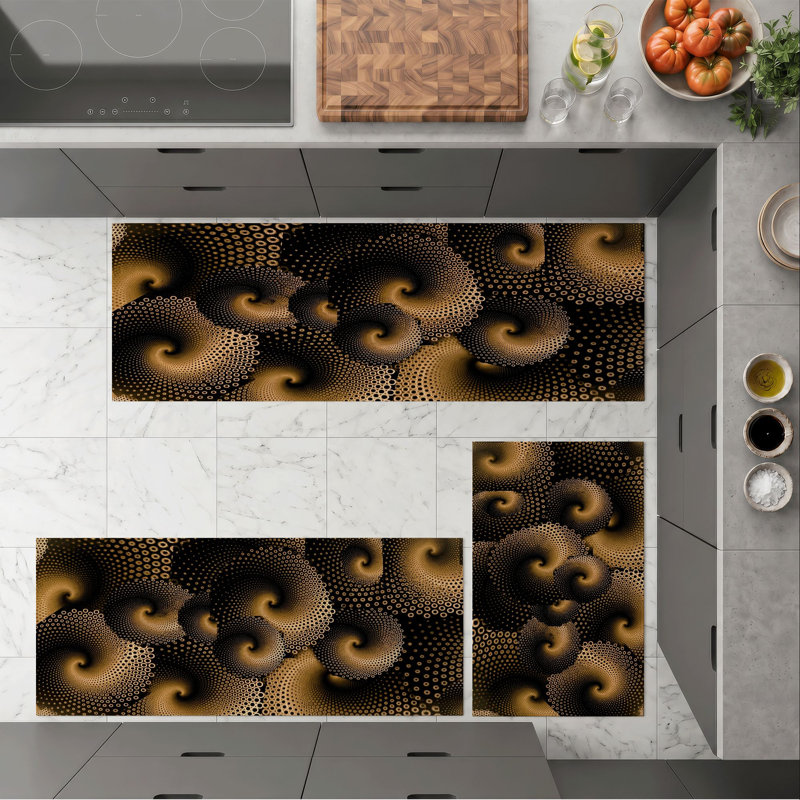 Spiral Pattern Non-Slip Washable Kitchen Mats