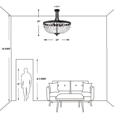 Gweltaz 6 - Light Dimmable Semi Flush Mount