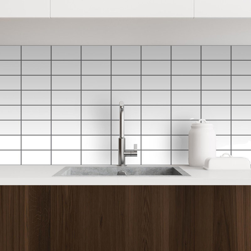 Insta Kitchen Original Brilliant White Glossy 3D Tile Stickers 30 x 15cm