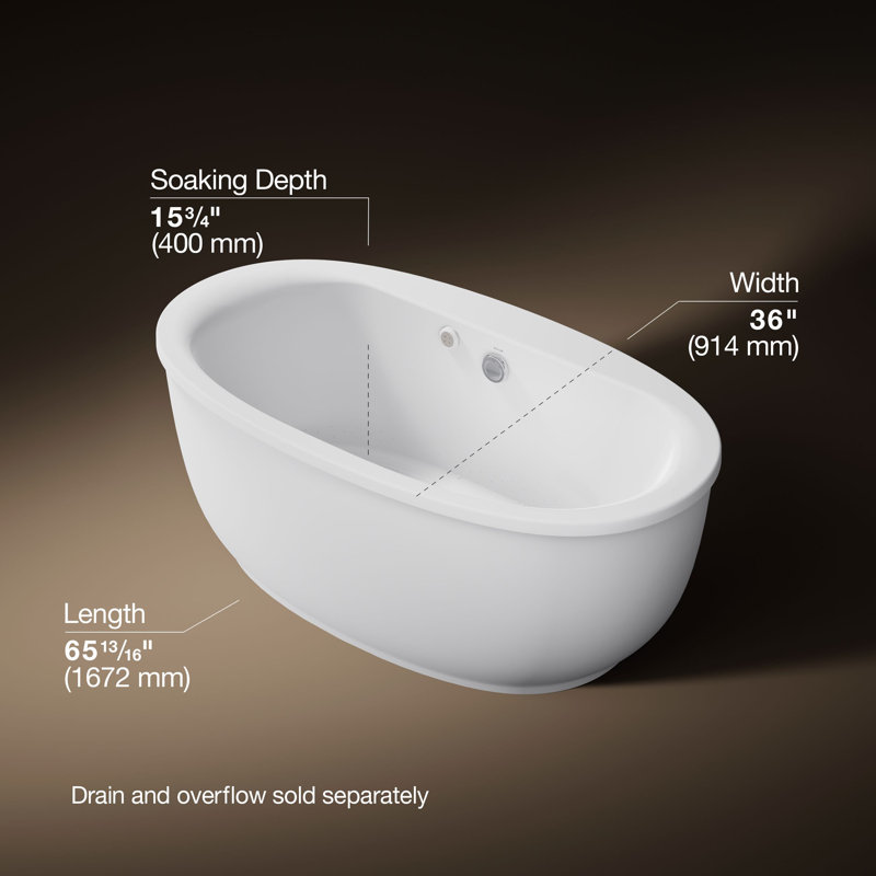 Sunstruck® 65.5" x 36" Oval Freestanding Heated, White