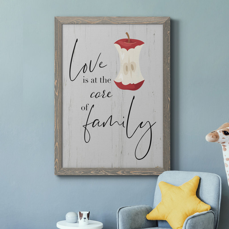 Core of Family - Art textuel sur toile encadré, H 44 po x l 31 po x P 1 po, Toile avec cadre gris