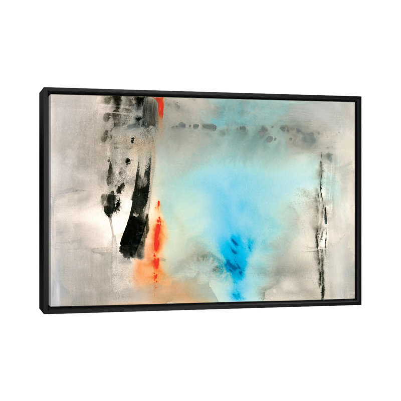 "Dusky Turquoise", reproduction d'art sur toile tendue, Toile encadrée noire, Pas de tapis, H 32 po x l 48 po x P 1,5 po