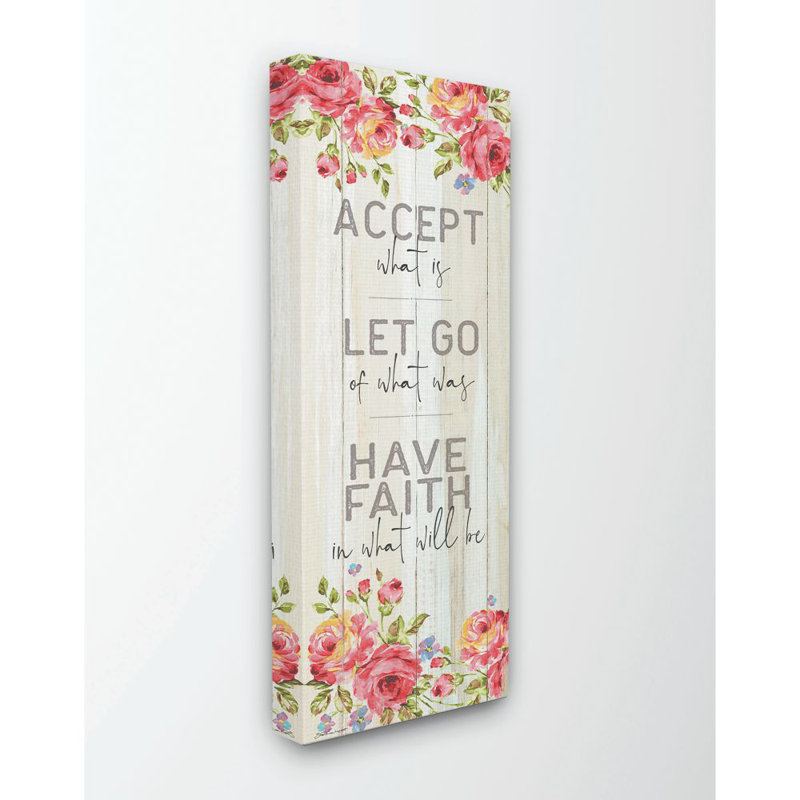 «Have Faith Traditional Inspirational Flower Design», impression sur toile, Toile tendue, H 24 po x l 10 po x P 1,5 po