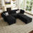 Teangela Velvet Sectional Sofa Living Room Couch Apartment Storage Modular Sofa Bed-1027669558