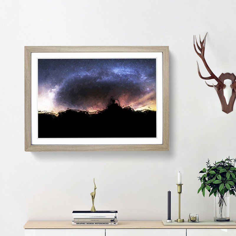 Stars Above Utah - Picture Frame Graphic Art Print, 36cm H x 48cm W x 2cm D, Oak Framed