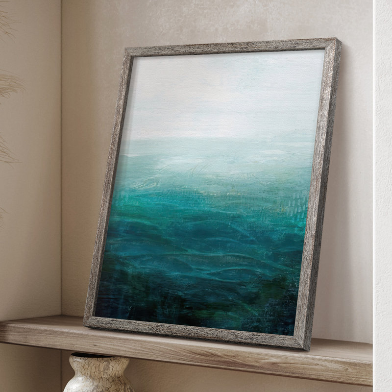 «Drifting Sea I», reproduction encadrée - bois massif, H 15 po x l 12 po
