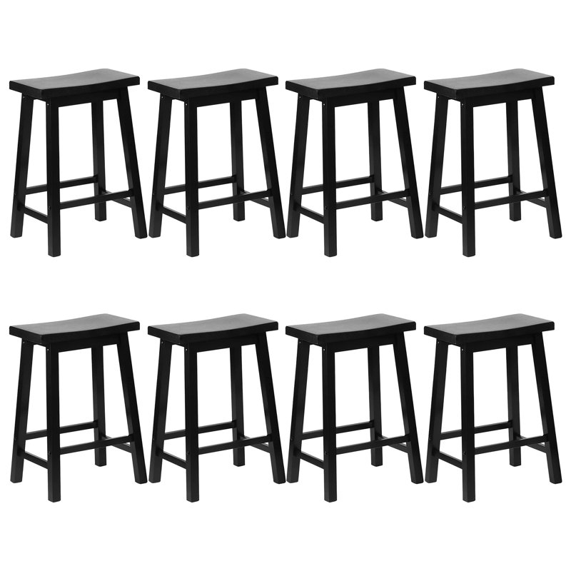 Wildon Home® Classic Saddle Seat Kitchen Counter Stools, Black, Counter Stool (24” Seat Height), 8