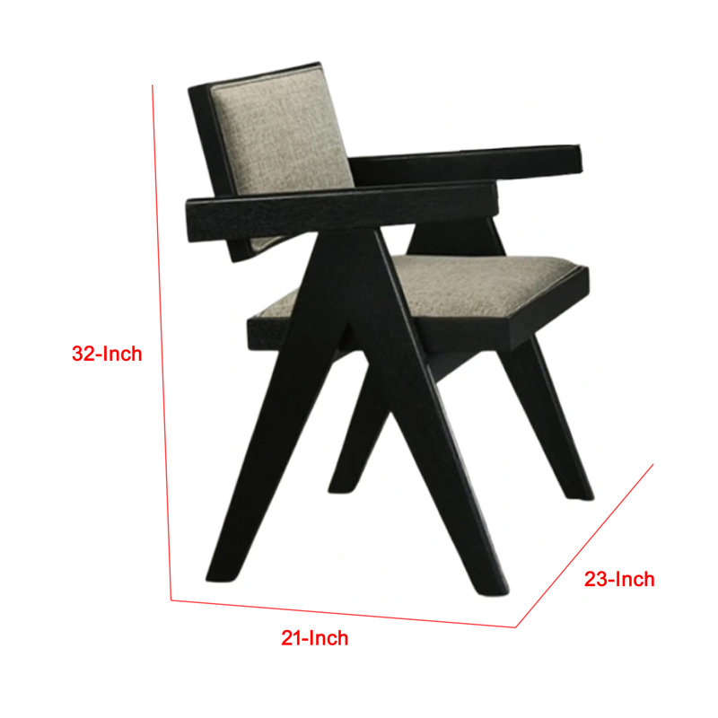 Ensemble de 2 chaises de salle à manger Toty, accoudoirs courbés, pieds arrière inclinés, tissu gris