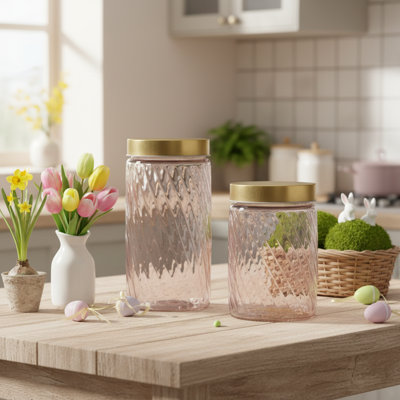 10 Strawberry Street Madison Graduated Glass Canister,  Pink