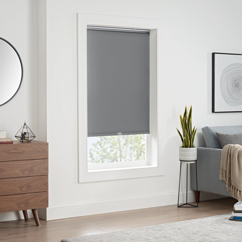 Cordless Blackout Roller Shade, 27" W x 72" L, Gray