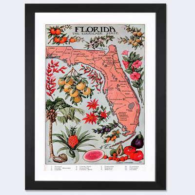 « state map of floride (ressources naturelles)-rétro affiche », impression