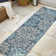 Hagy Modern Floral Textured Weave Navy/Aqua Indoor/Outdoor Rug