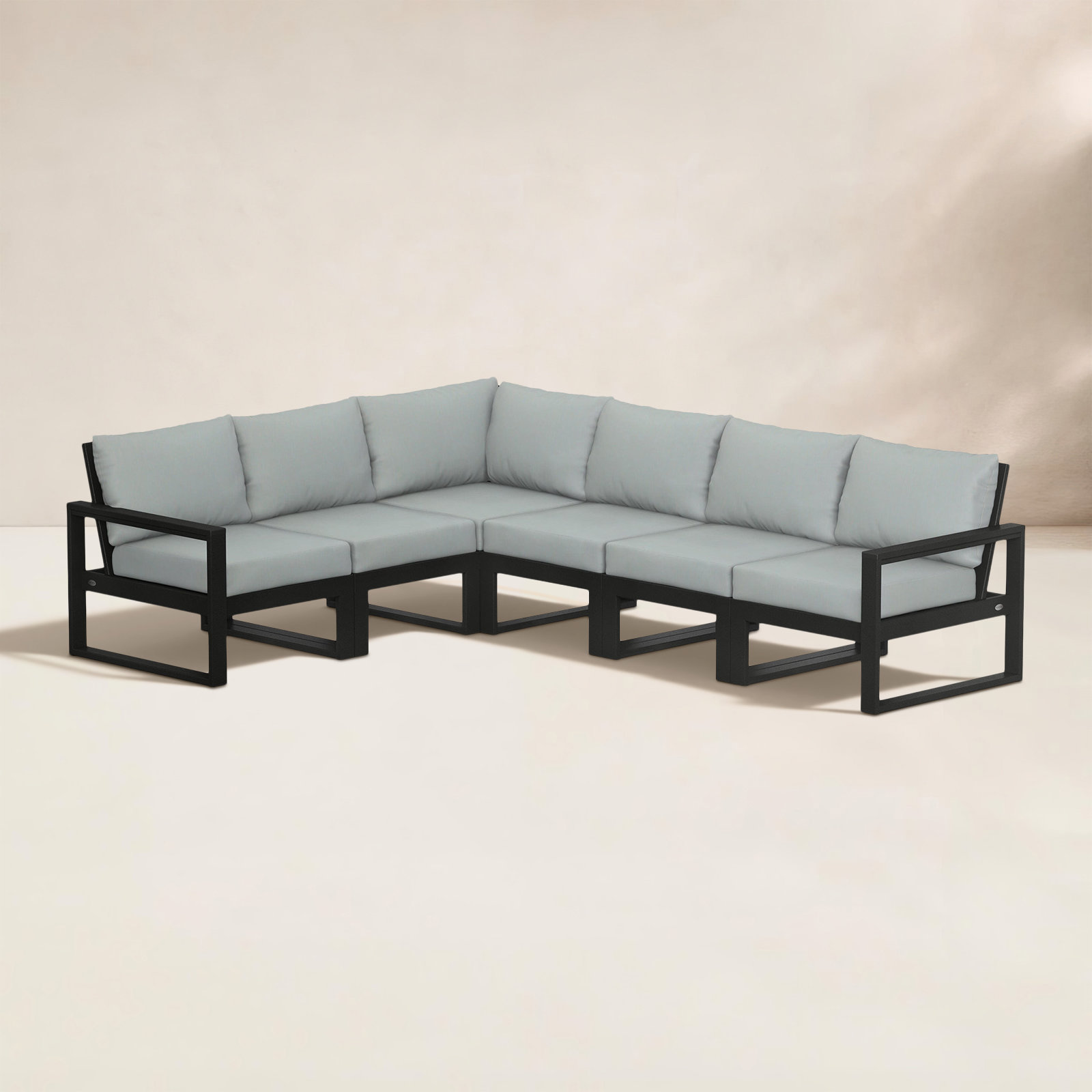 POLYWOOD® Edge 111" Patio Sectional, Spa, Black