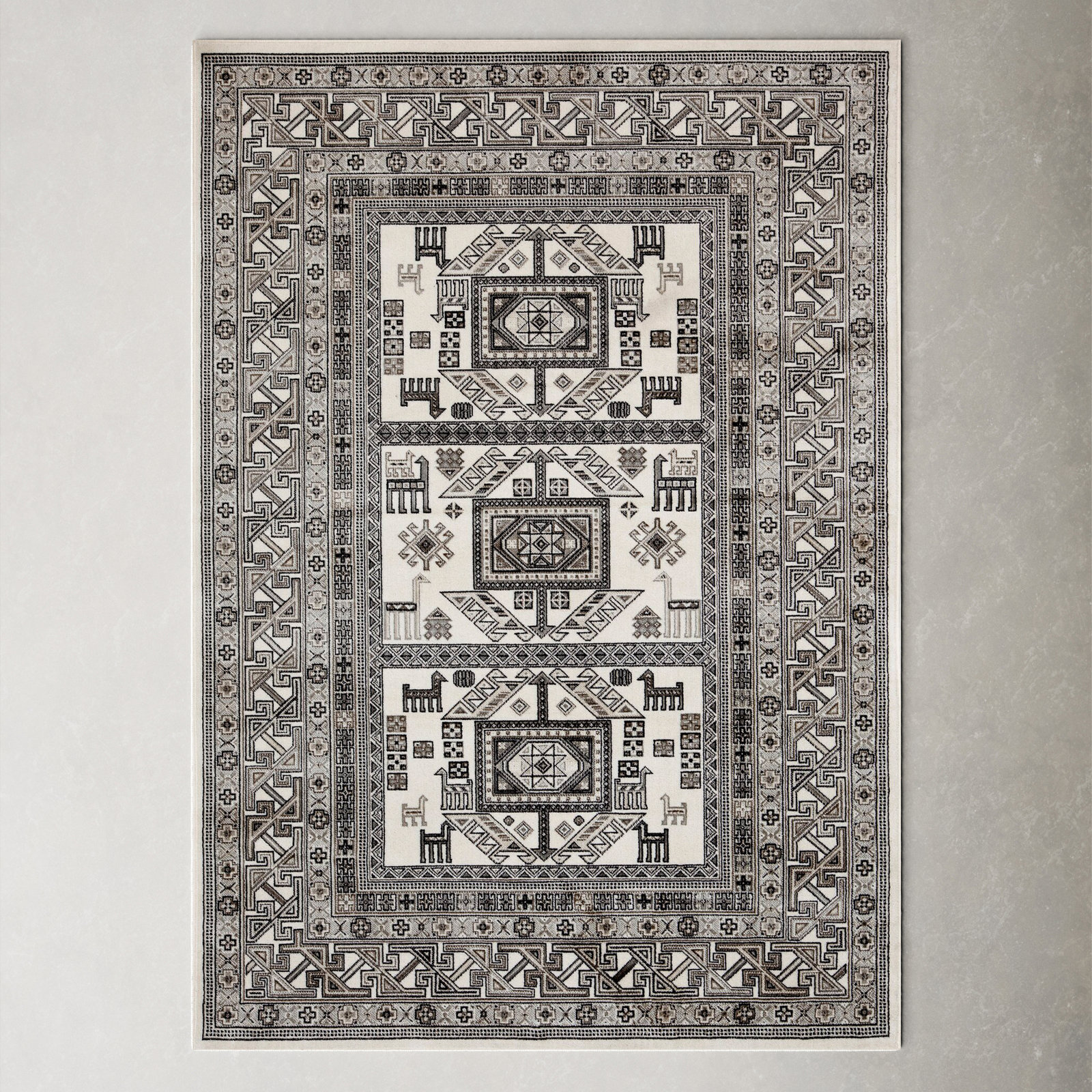 Ovid Ivory Charcoal Moroccan Rug, Rectangle 3' x 5'