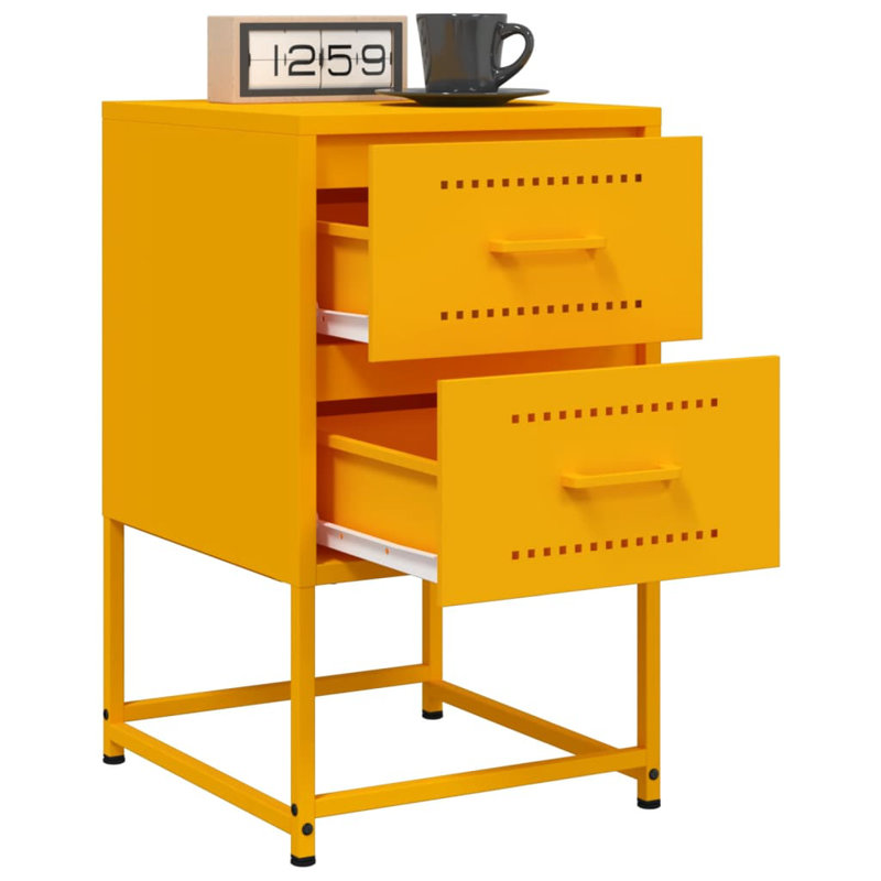 Bedside Cabinet 36x39x60.5 cm Steel, Yellow, 2