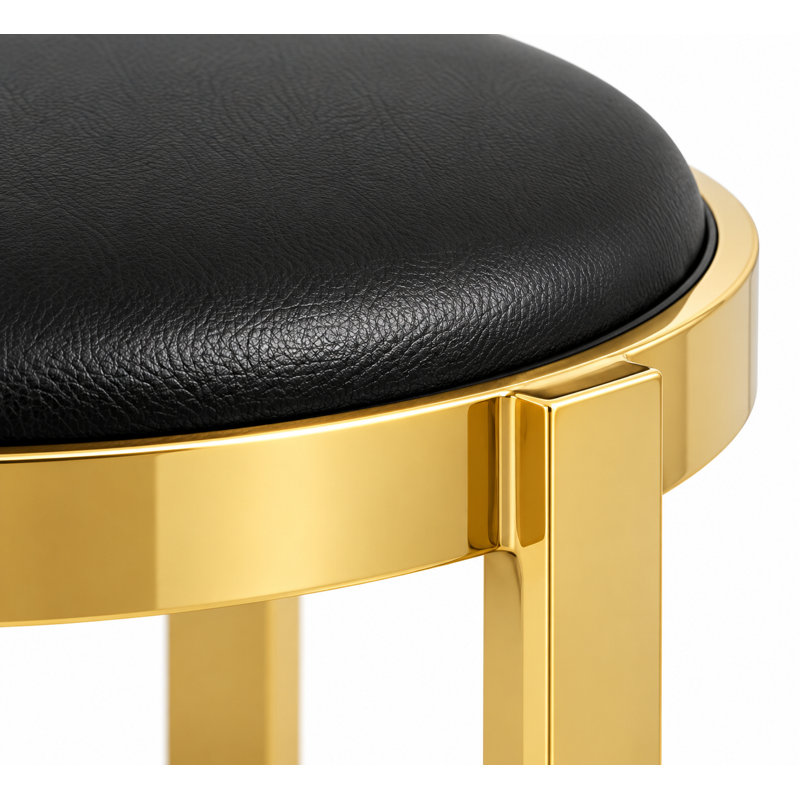 Tabouret de coiffeuse Nouri, Or, Similicuir noir