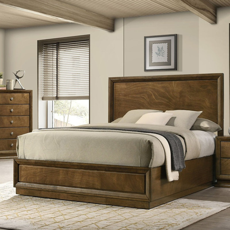 Mobilier de chambre à coucher à panneau en bois de noyer à forte densité de style transitionnel 1pc, Grand