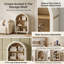 Petite bibliothèque arquée moderne, armoire de rangement blanche avec 3 tablettes en grain de bois, étagère de présentation à 3 niveaux pour entrée et chambre à coucher