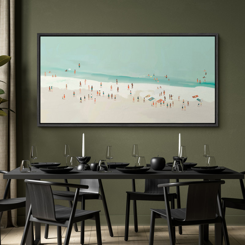 «Relaxing Summer Beach - Impression sur toile encadrée surdimensionnée», Noir, noir, noir, noir, H 30 po x l 60 po