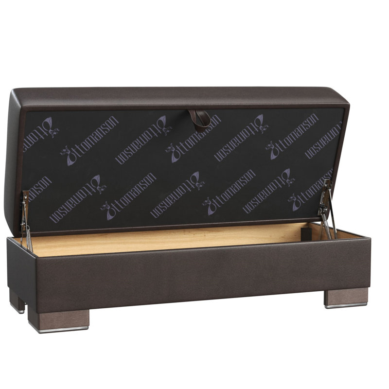 Repose-pieds en bois avec rangement Primenest Collection Zenaero, Chocolat