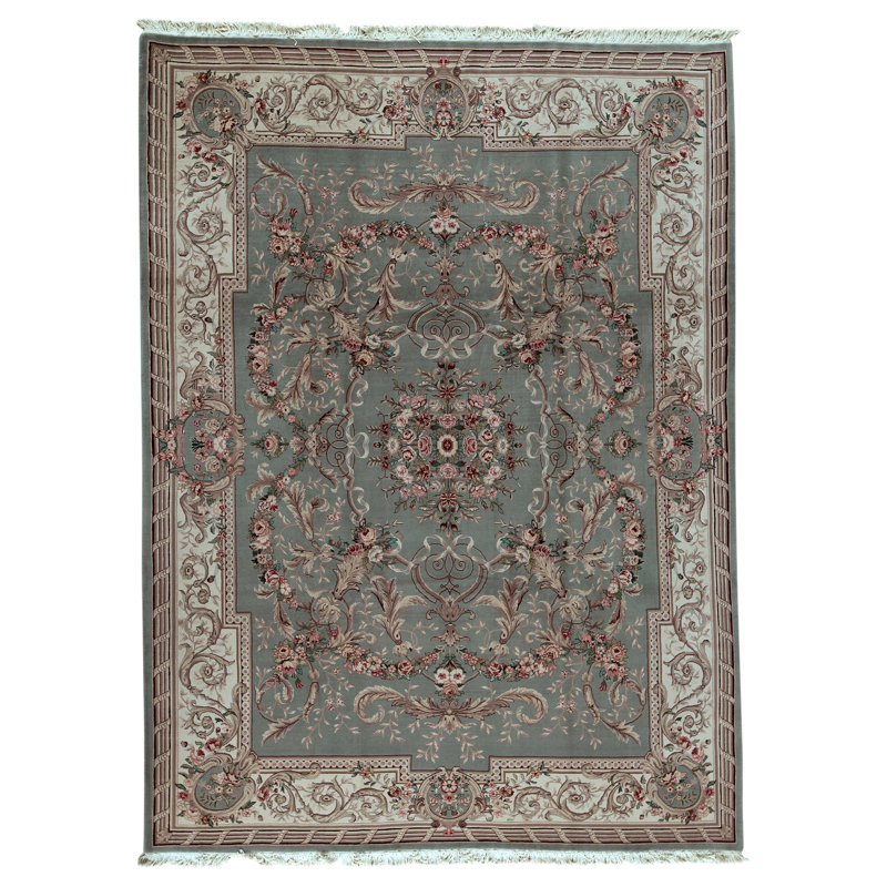 Tapis rectangulaire en laine noué à la main