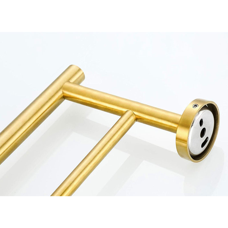 Barre à serviettes 23,6 po en acier inoxydable doré brossé - fixation murale, pour salle de bain, chambre à coucher, buanderie et cuisine