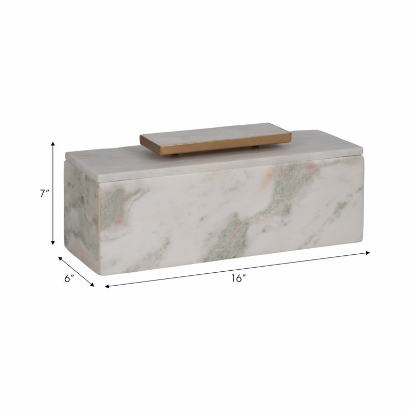 Brayden Studio® 16" Gullens Marble Box, White