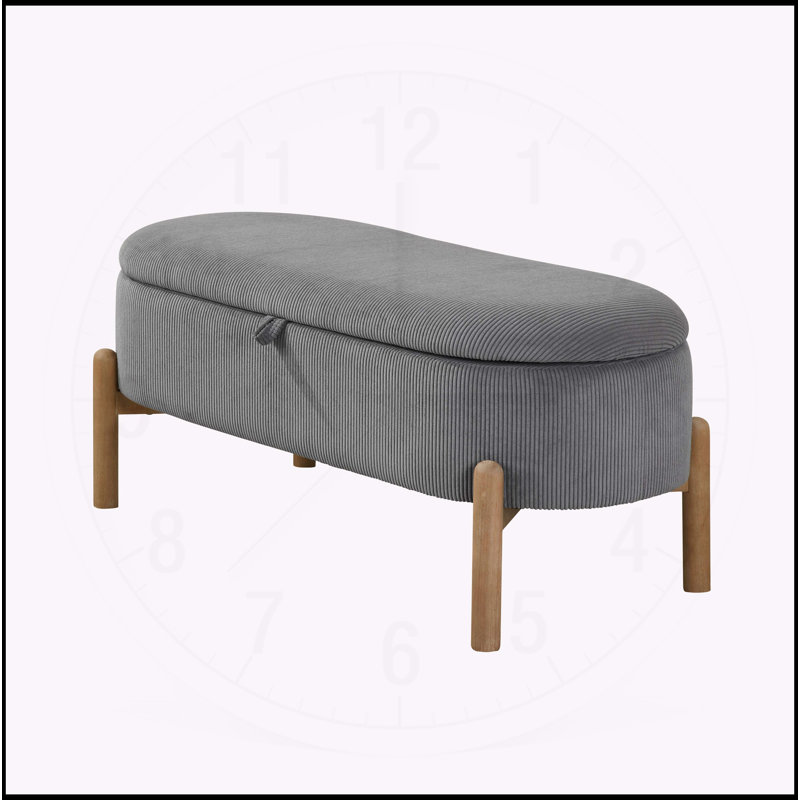 Charmant banc de rangement Mid-Century avec revêtement élégant et pieds solides, Gris