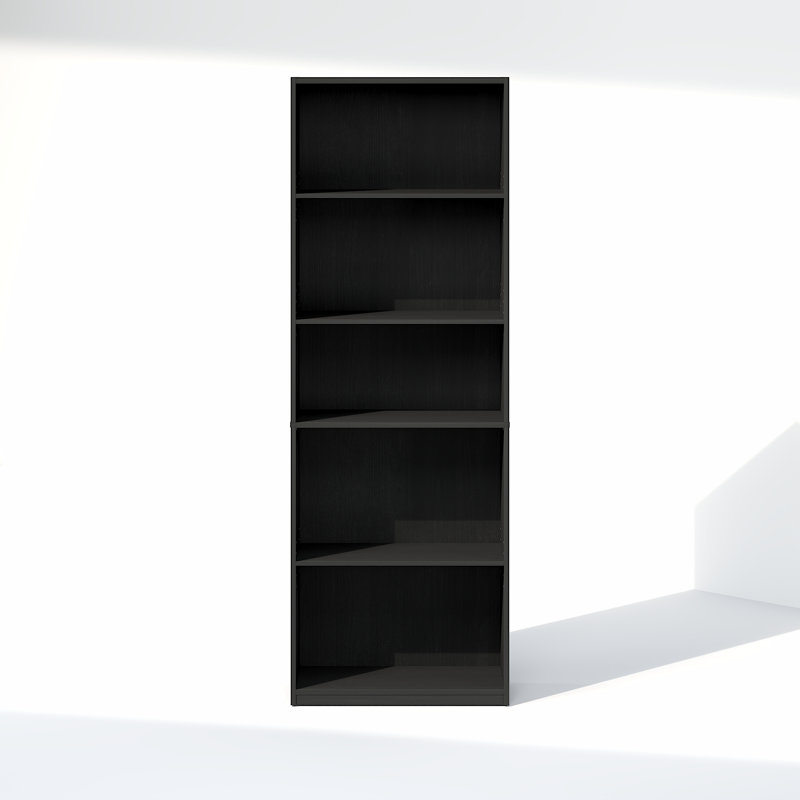 Furinno GEHRY 5-Tier Media Storage, CD DVD Media Tower, with Adjustable Shelves, for Living Room, Home Office, Blackwood