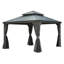 Abri de jardin à toit rigide 12 pi x 12 pi, pavillon de jardin extérieur en aluminium avec double toit en acier galvanisé, abri de jardin permanent avec système de drainage, rideau et filet inclus, gris