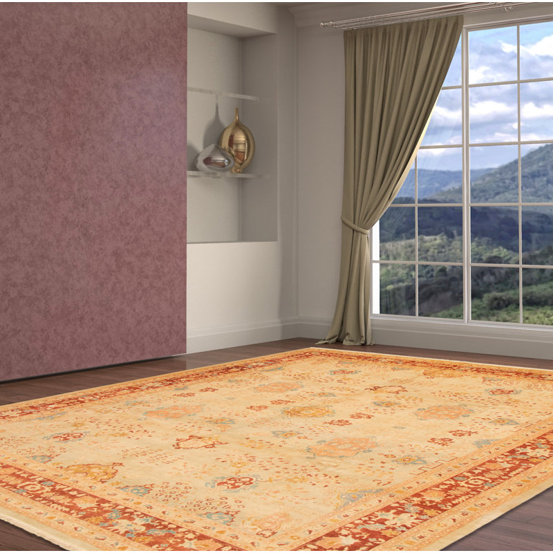 Tapis kaki clair en laine nouée à la main de conception unique nouvel âge 10 pi 1 po x 13 pi 6 po Ushak